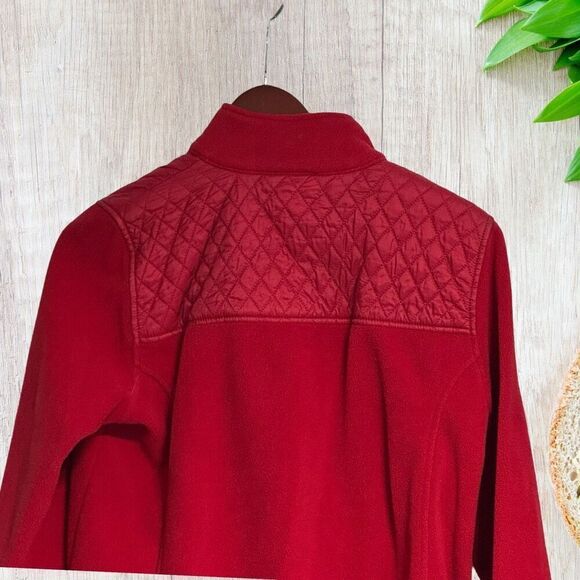 Talbots Womens Jacket Size L Red Quilted Details Fleece Pockets‎ Warm Cozy - Picture 5 of 9